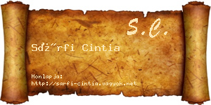 Sárfi Cintia névjegykártya